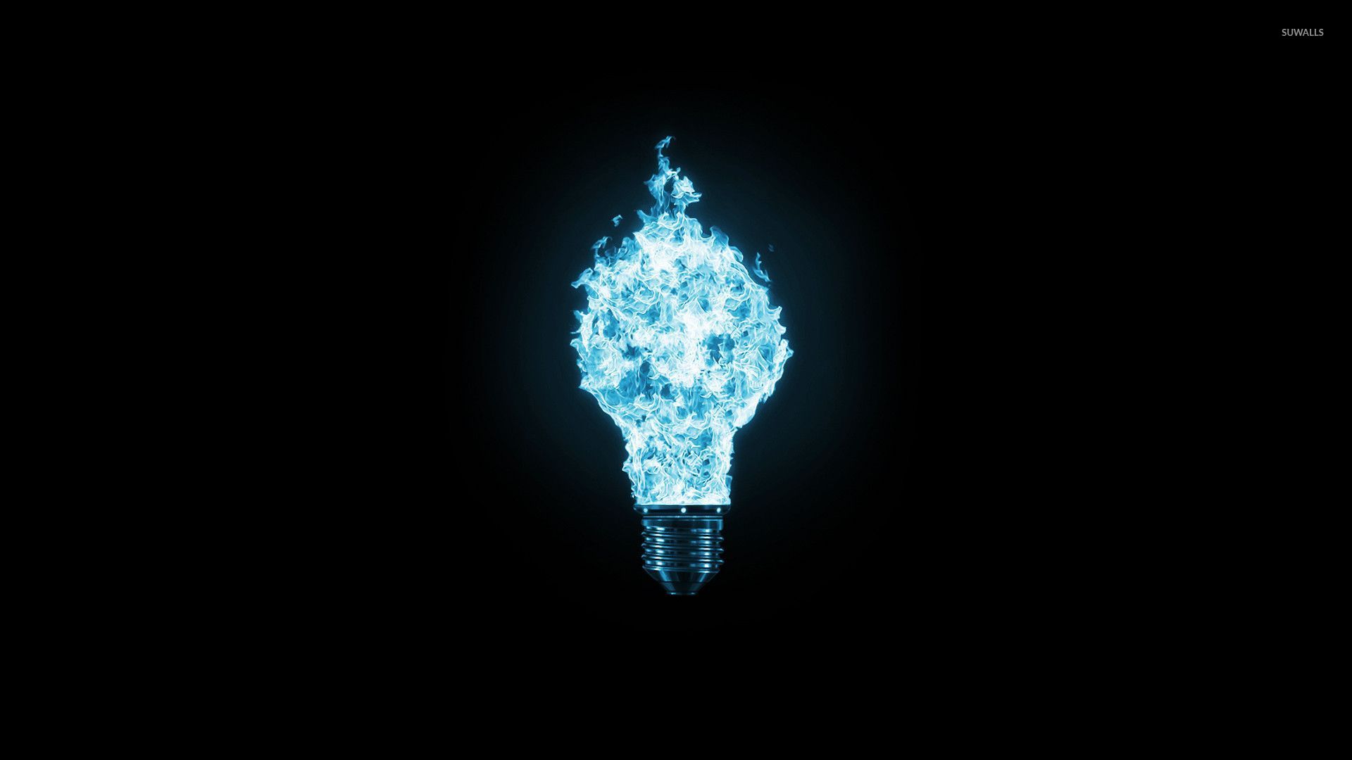 Blue flaming light bulb wallpaper - 1121208