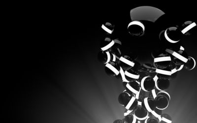 Black and white orbs falling into the light Wallpaper
