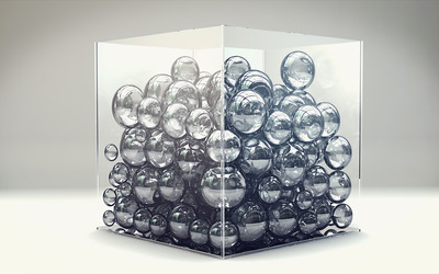Bubbles in a cube wallpaper