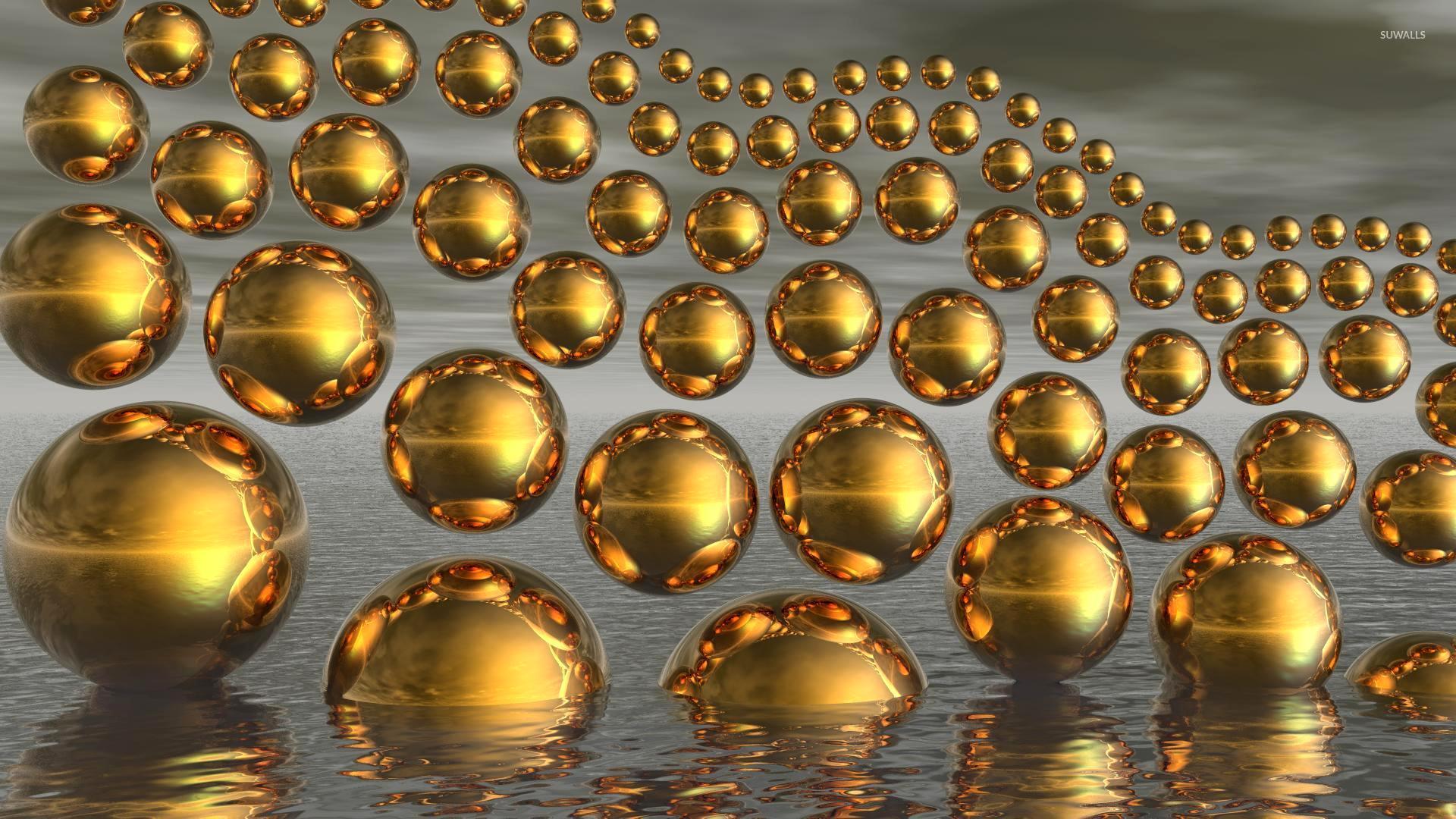 Gold Spheres Wallpaper 3D Wallpapers 10564