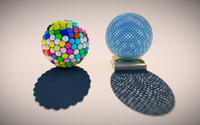 Meshed sphere and cellular sphere wallpaper 2560x1440 jpg