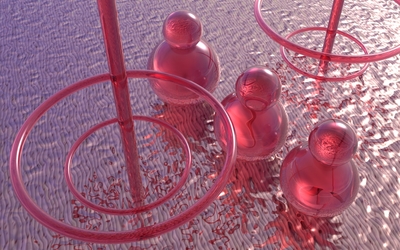 Red glass balls and circles on the water wallpaper