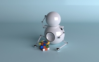 Robot puzzled by the Rubik's cube wallpaper 1920x1080 jpg