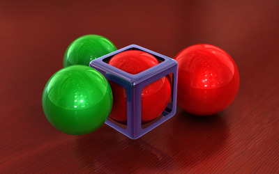 Spheres and cube wallpaper