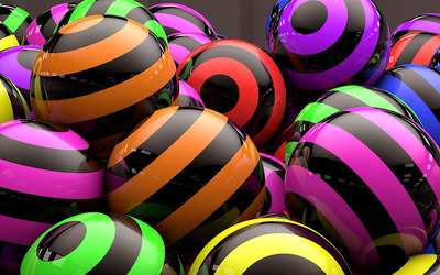Striped colorful spheres wallpaper