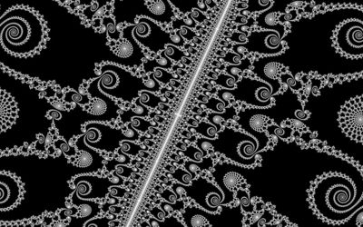 Black and white fractal spirals wallpaper