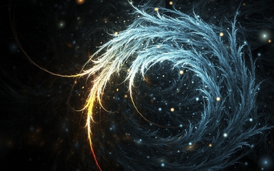 Bright swirl between bright sparks Wallpaper