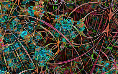 Colorful fractal floral threads wallpaper