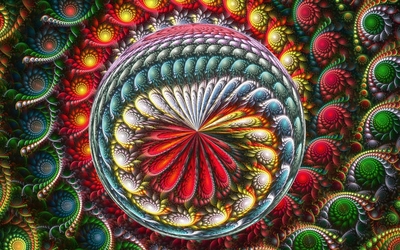 Colorful fractal swirls inside the orb Wallpaper