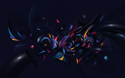 Colorful shapes on a dark background wallpaper