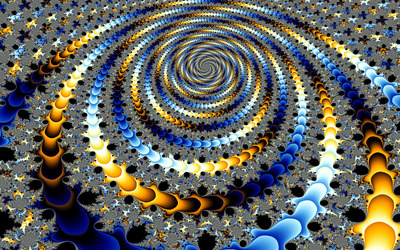 Fractal blue and golden spiral Wallpaper
