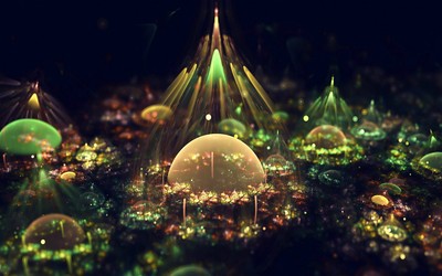 Fractal orbs protected by a transparent shield wallpaper
