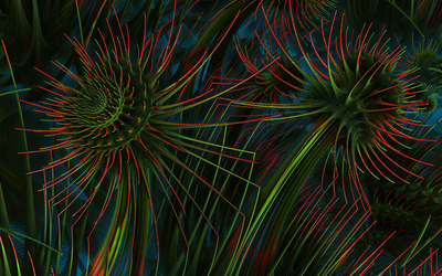Fractal red and green spikes wallpaper
