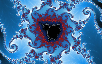 Red and blue fractal shapes wallpaper