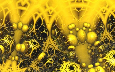 Yellow fractal spheres wallpaper