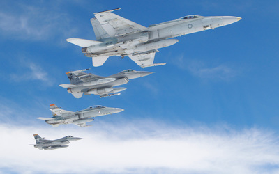 F-16s  and FA-18s wallpaper