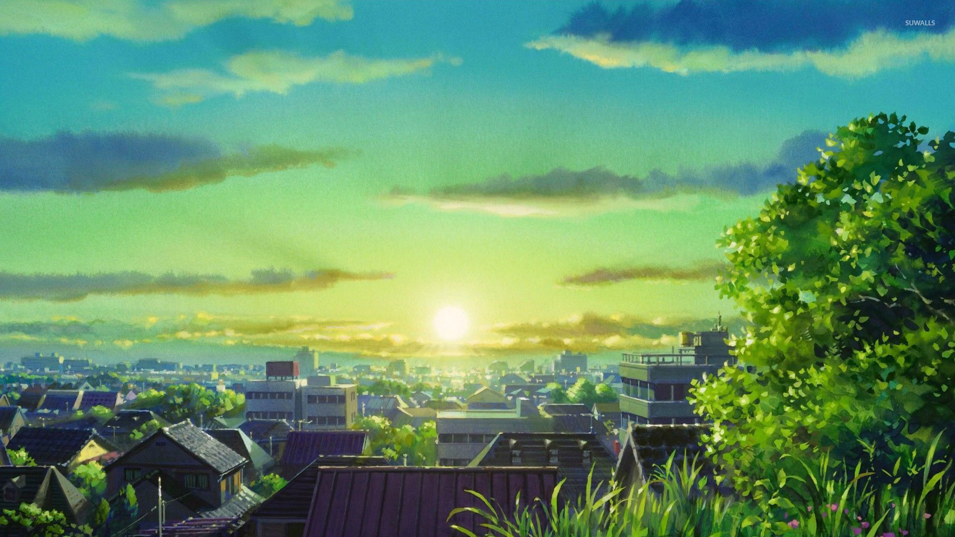 Anime cityscape wallpaper.