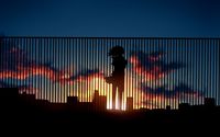 Girl watching the sunset from a rooftop wallpaper 1920x1200 jpg