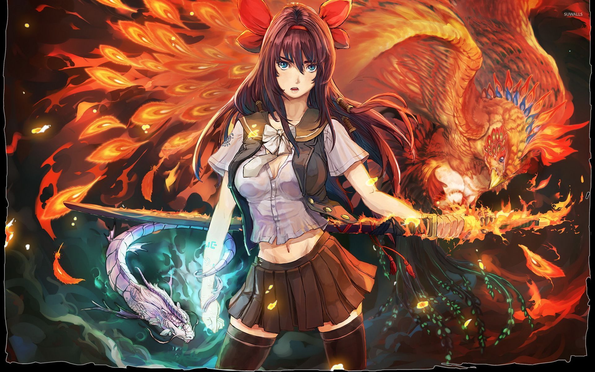 Girl With Phoenix Wallpaper - Anime Wallpapers - 32911-5566
