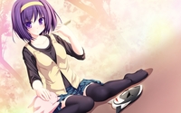 Girl with short purple hair on the ground wallpaper 1920x1080 jpg