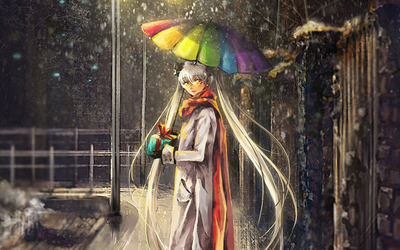 Hatsune Miku in the rain [2] wallpaper