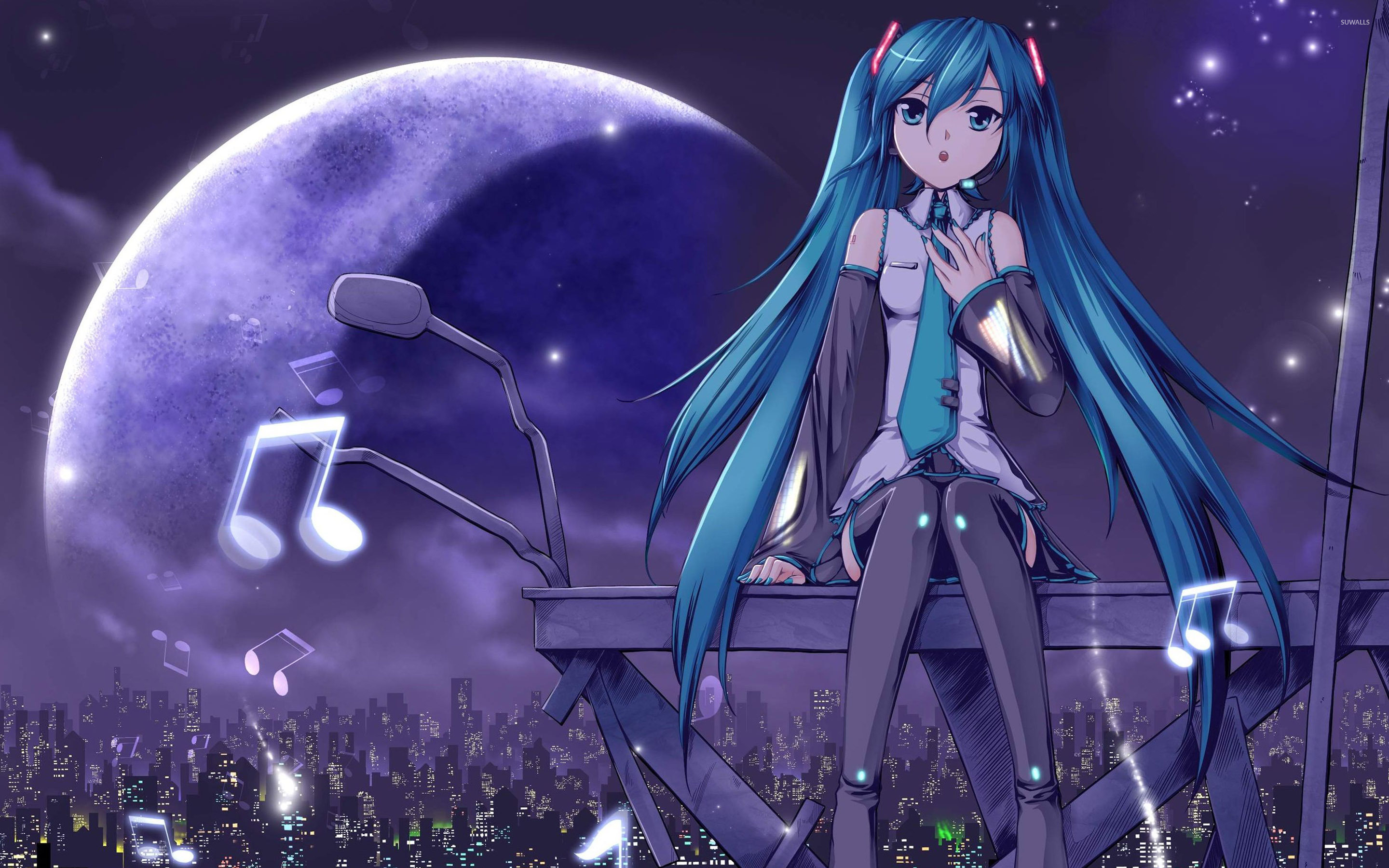 Hatsune Miku on top of the city - Vocaloid wallpaper - Anime wallpapers