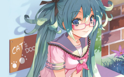 Hatsune Miku with glasses - Vocaloid Wallpaper