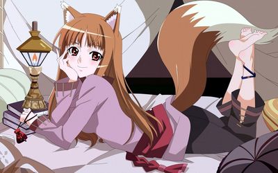 Holo lying in the bed - Spice & Wolf wallpaper