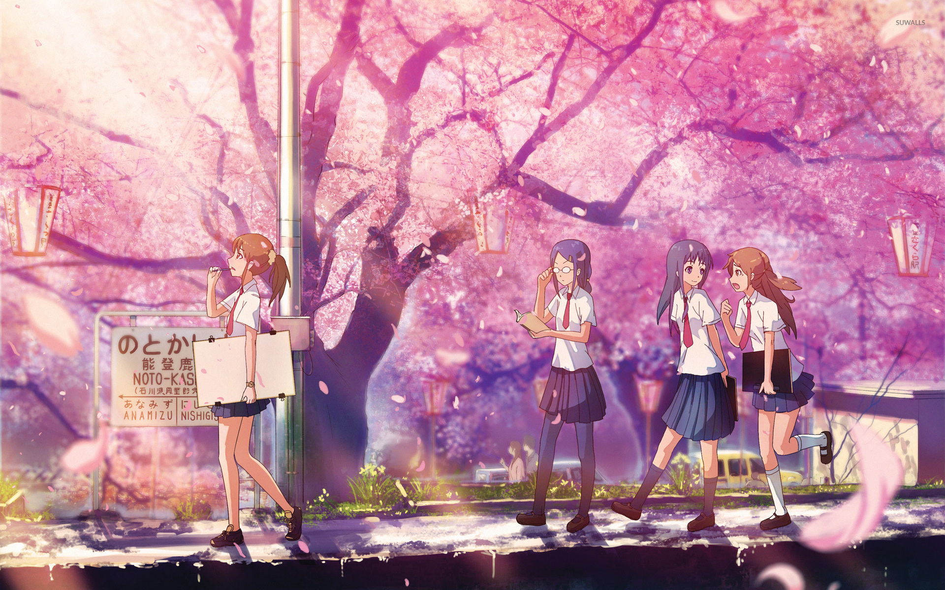 Wallpaper ID 126929  anime anime girls spring Sakura blossom romantic  free download