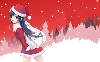 Sumire Shinozaki with Santa's hat - Free Frinds 2 wallpaper