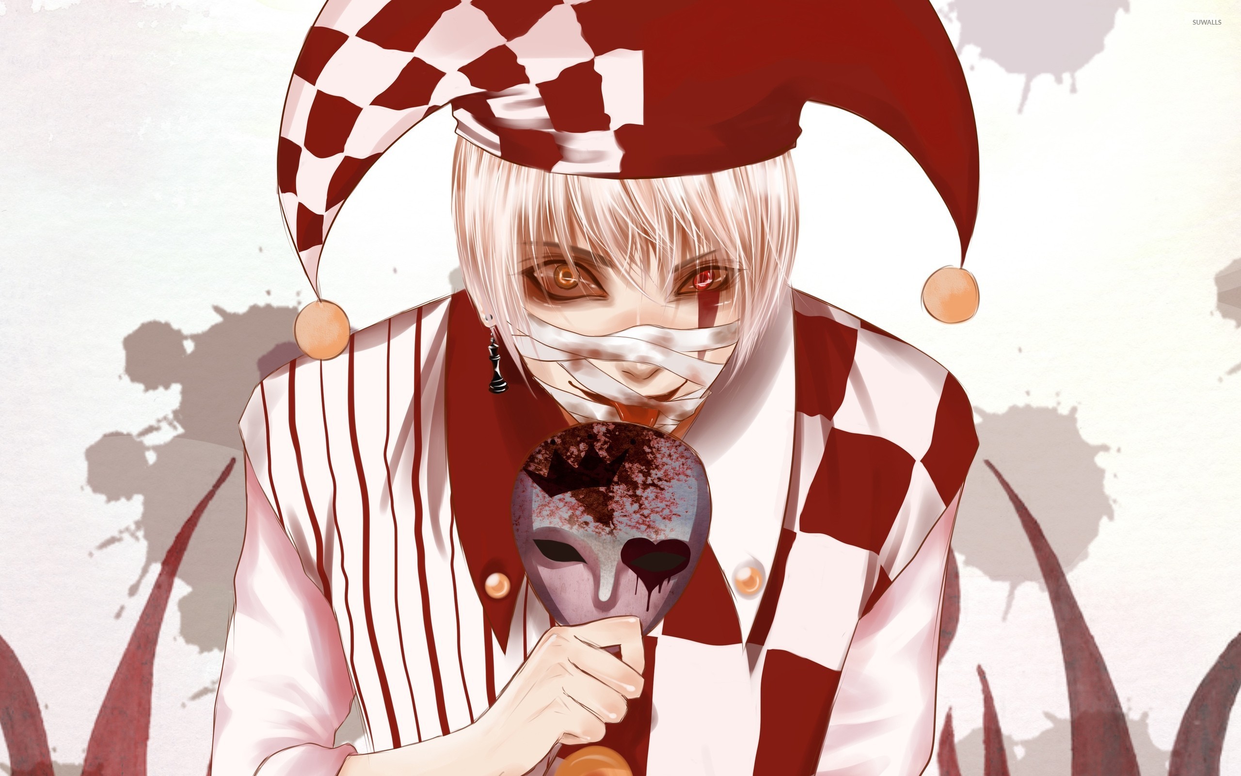 White And Red Clown With A Mask Wallpaper Anime Wallpapers 47896