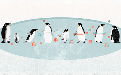 Circus penguins wallpaper