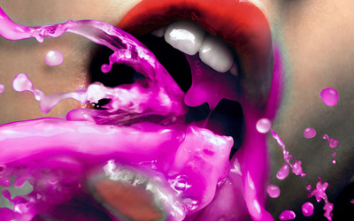 Pink liquid on woman's lips Wallpaper
