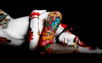 Woman with colorful tattoos wallpaper 1920x1080 jpg