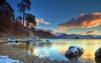 Beautiful winter sunset at the lake wallpaper 2560x1600 jpg