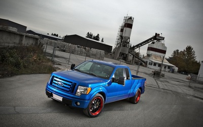 2009 Blue Ford F-150 front side view wallpaper