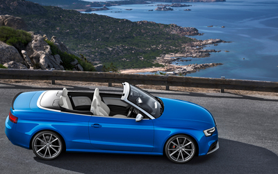 2014 Blue Audi RS5 Cabriolet side view wallpaper