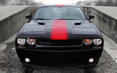 2015 Black Dodge Challenger front view wallpaper