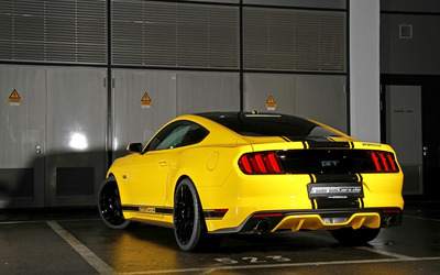 2015 Yellow GeigerCars Ford Mustang GT back view wallpaper