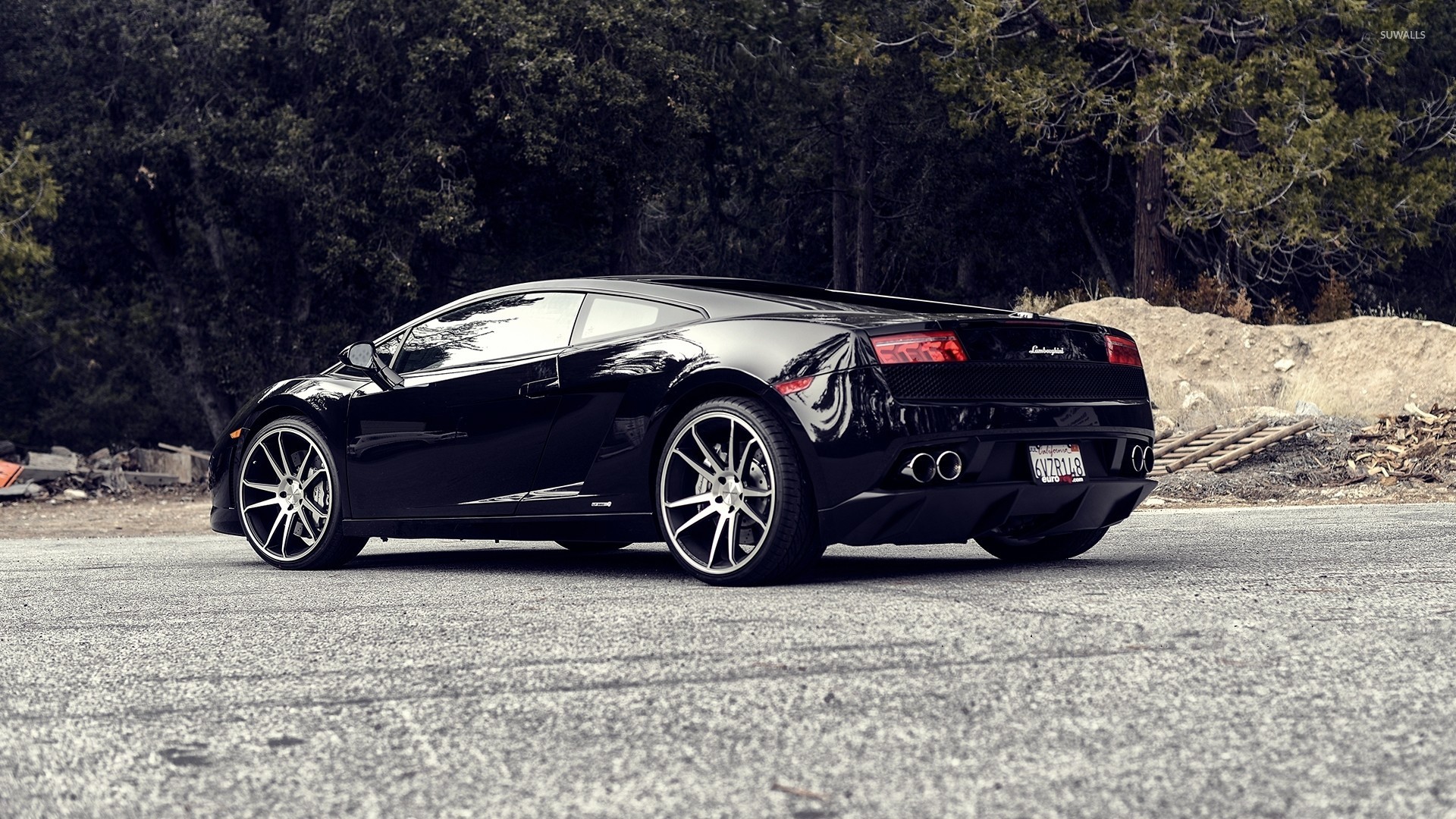 Back side view of a black Lamborghini Gallardo wallpaper - Car