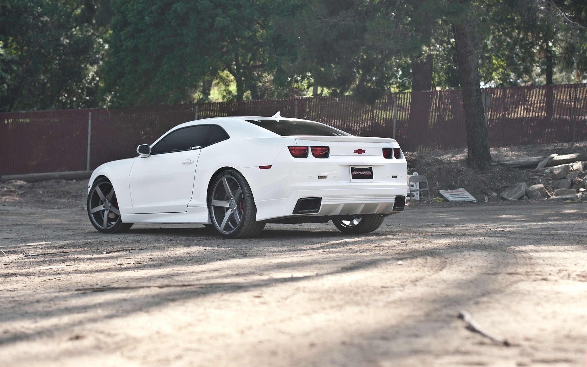 Back side view of a white Need 4 Speed Chevrolet Camaro SS wallpaper  Car  wallpapers  50828