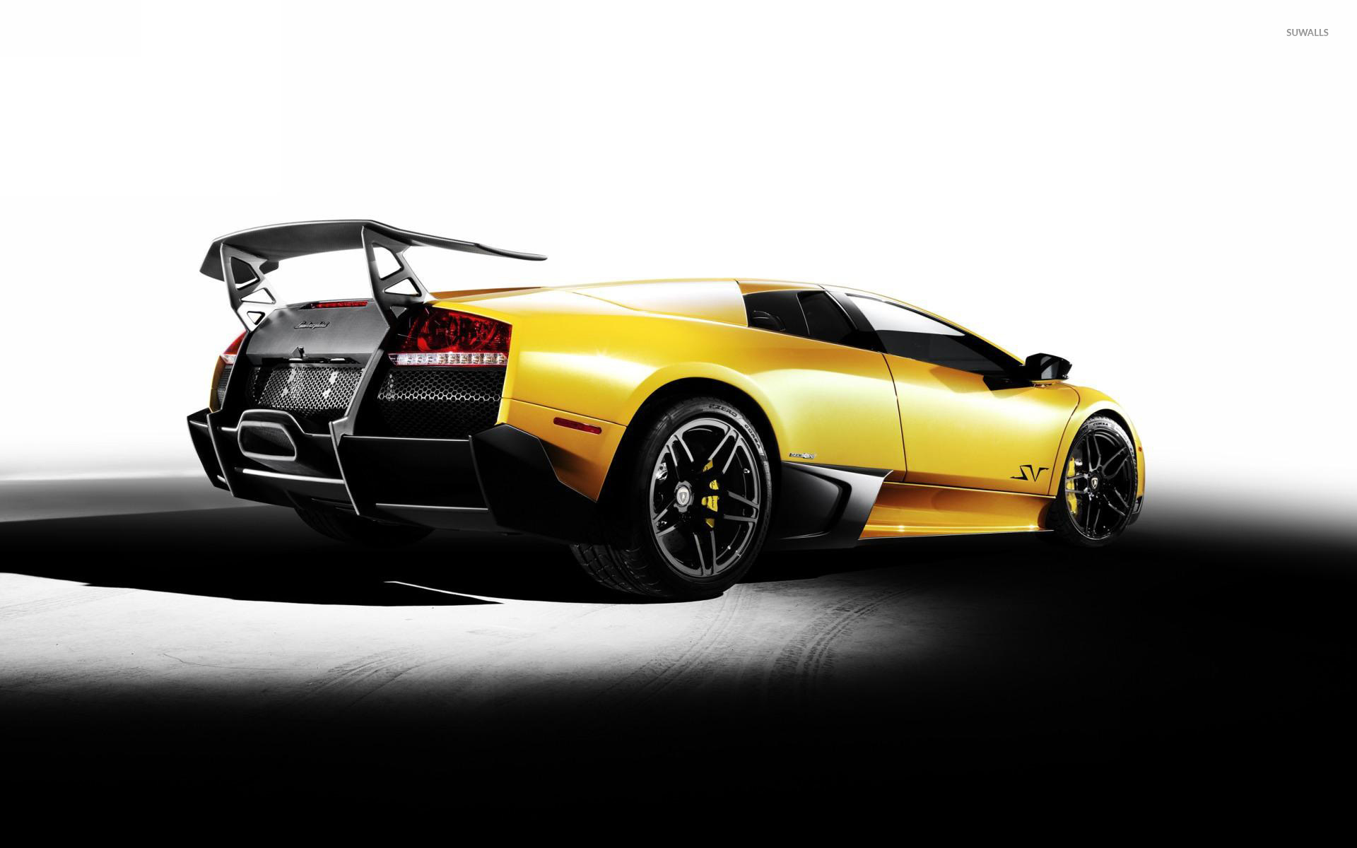 Back Side View Of A Yellow Lamborghini Murcielago Wallpaper Car