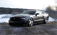 Black Ford Mustang front view wallpaper 1920x1200 jpg
