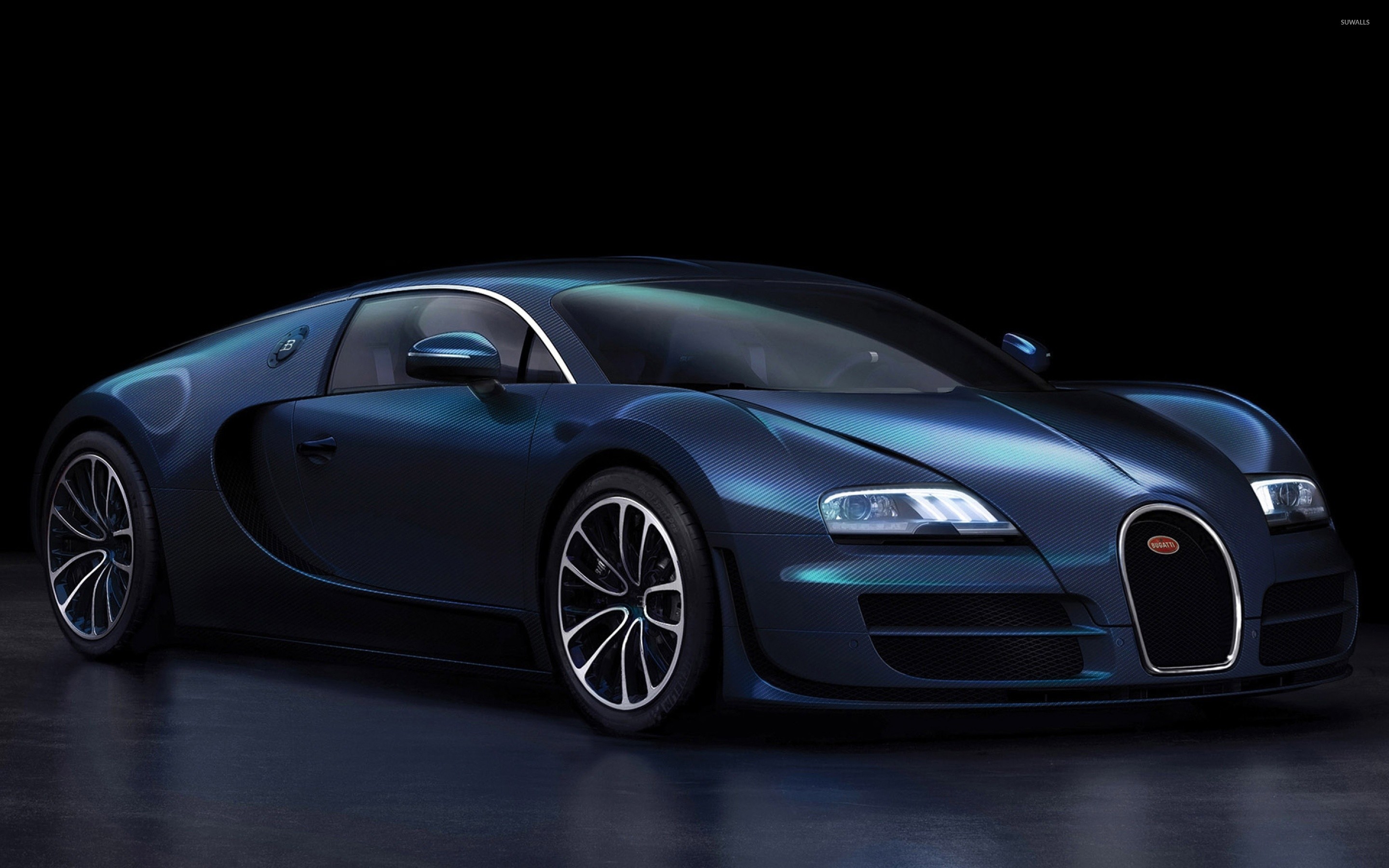 Dark blue Bugatti Veyron front side view wallpaper - Car wallpapers