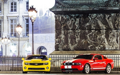Ford Mustang GT vs. Chevrolet Camaro SS Wallpaper