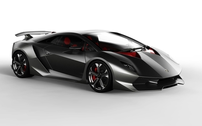 Front side view of a black Lamborghini Sesto Elemento wallpaper