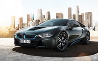 Front side view of a BMW i8 in the city wallpaper 1920x1200 jpg