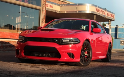 Front view of a red Dodge Charger Wallpaper