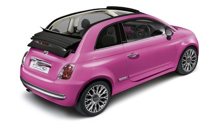 Pink FIAT 500 Convertible back side view Wallpaper