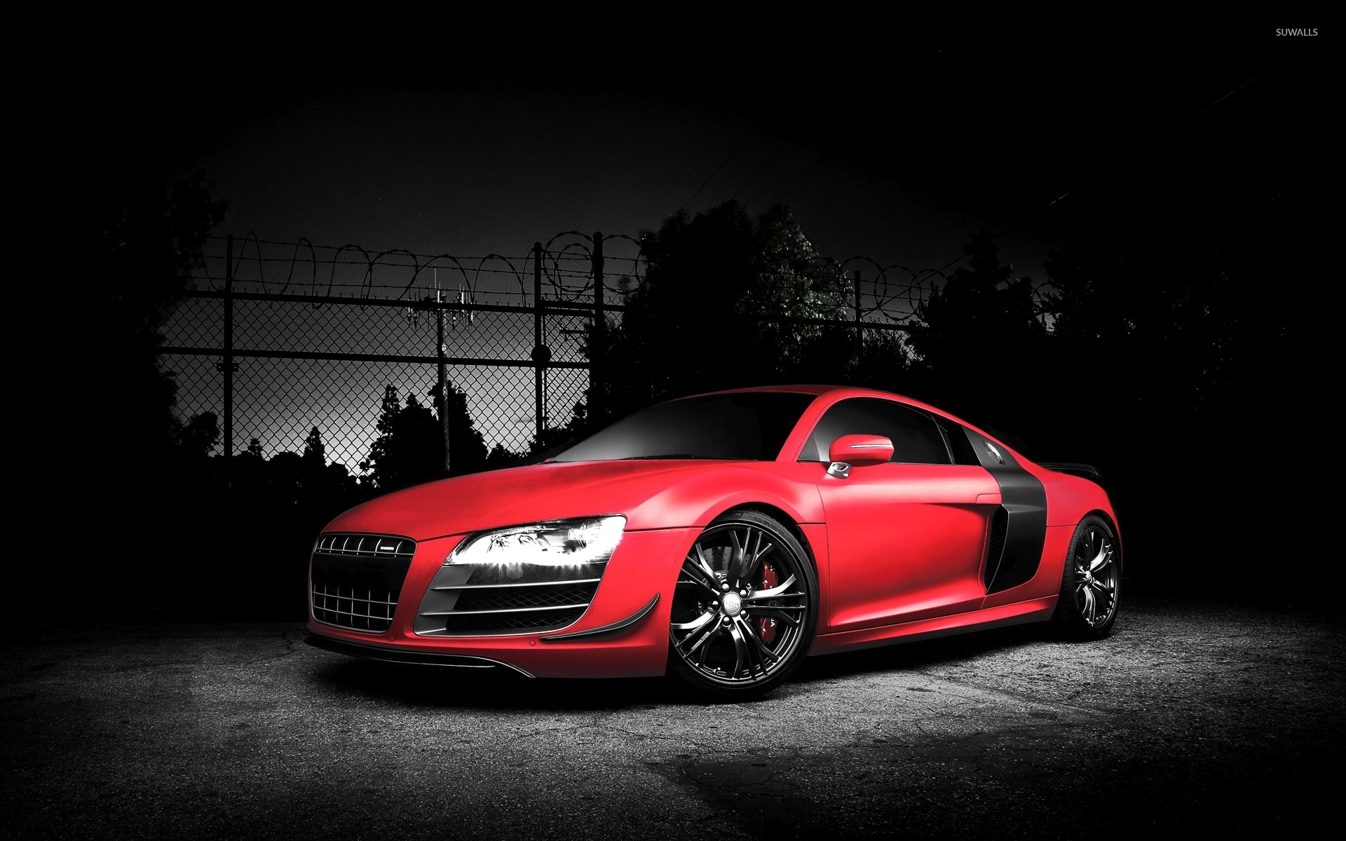 Red Audi R8 by a fence wallpaper - Car